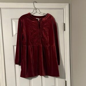 The Pioneer Women Red Velvet Long Sleeve Dress
